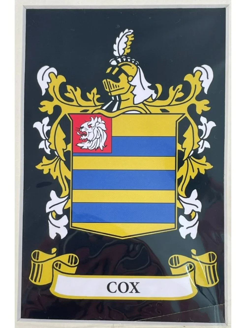 Cox Clan Aran & History Display Family Name History & Aran Knit Pattern Display